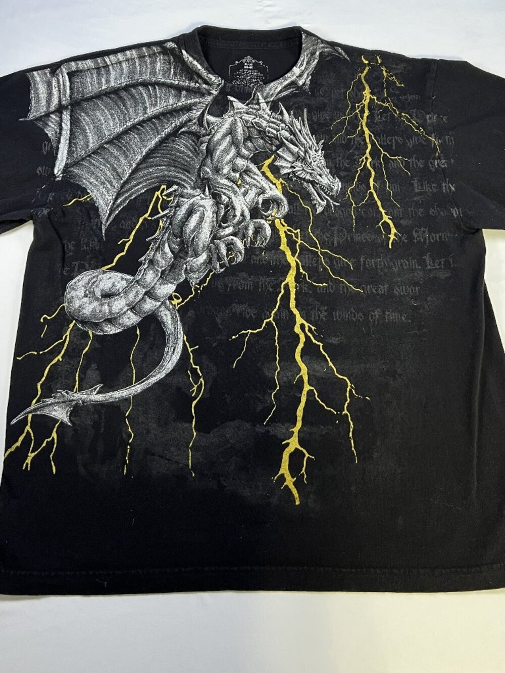 Dragon & Lightning Black T-Shirt Men’s Size XL